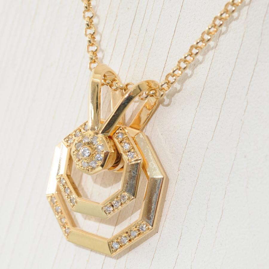F53】 K18 イエローゴールド ダイヤモンド 0.30ct 回転デザイン ロング 