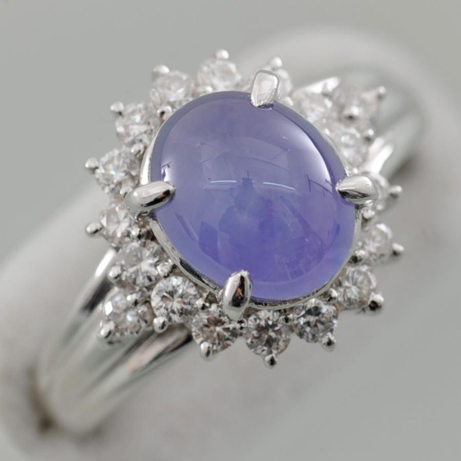 F55】 Pt900 プラチナ 天然バイオレットスターサファイア 3.84ct 