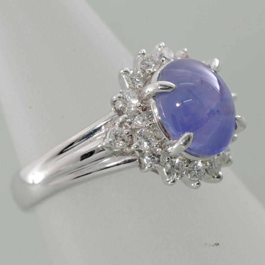 F55】 Pt900 プラチナ 天然バイオレットスターサファイア 3.84ct 