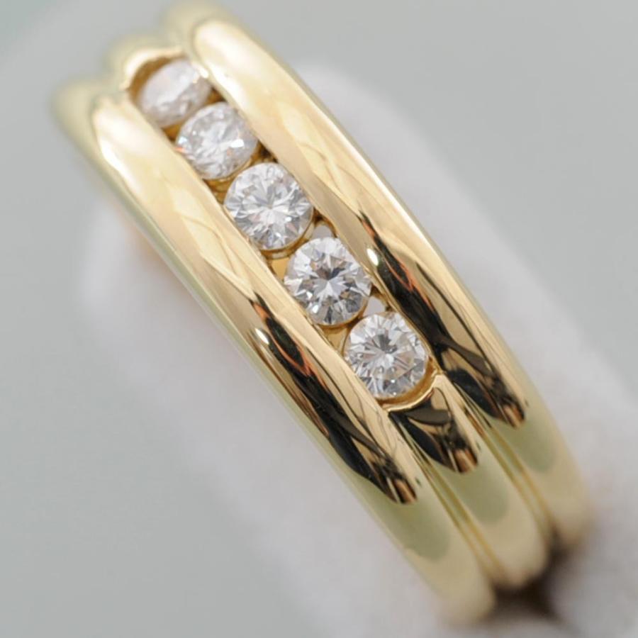 G01】 K18 イエローゴールド ダイヤモンド 0.37ct デザイン リング 