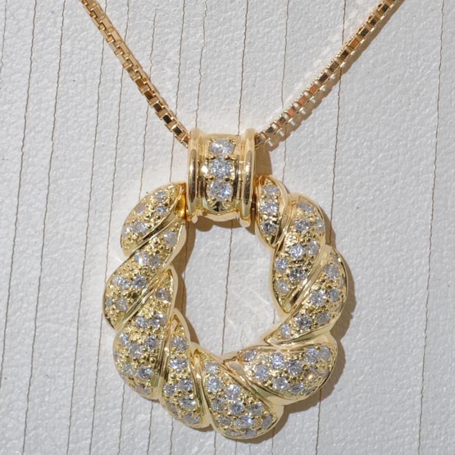 G09】 K18 イエローゴールド ダイヤモンド 1.00ct デザイン ペンダント  