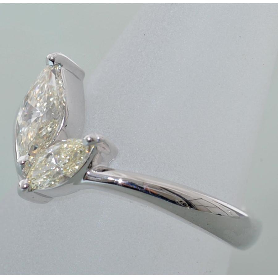 G26】 Pt900 プラチナ900 マーキスダイヤモンド 2石 0.78ct デザイン 