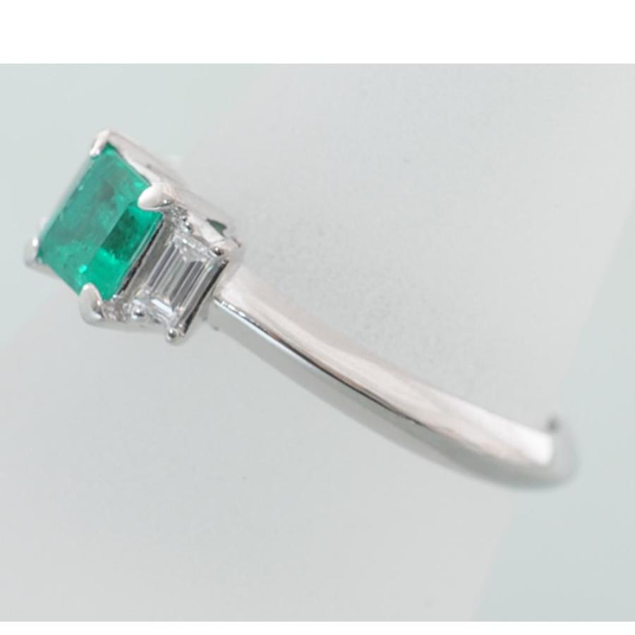 G32】 Pt900 プラチナ 天然エメラルド 0.45ct ダイヤモンド 0.18ct