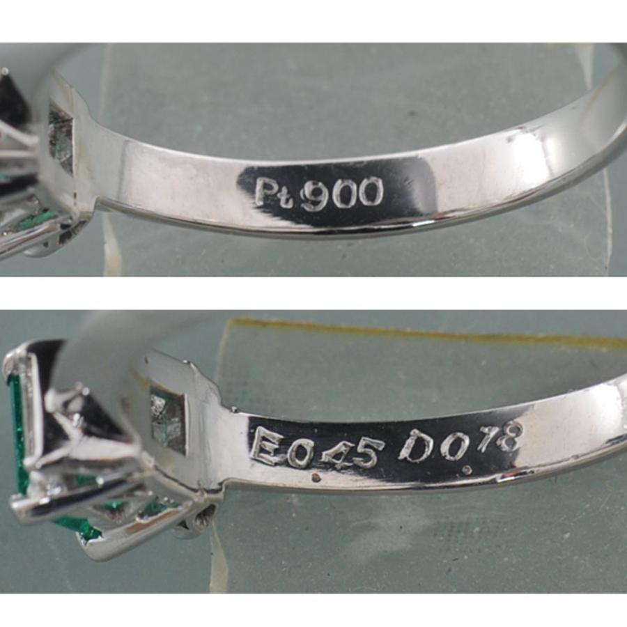 G32】 Pt900 プラチナ 天然エメラルド 0.45ct ダイヤモンド 0.18ct 