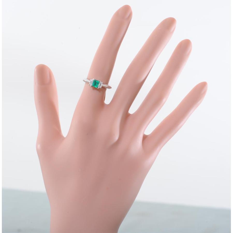 G32】 Pt900 プラチナ 天然エメラルド 0.45ct ダイヤモンド 0.18ct