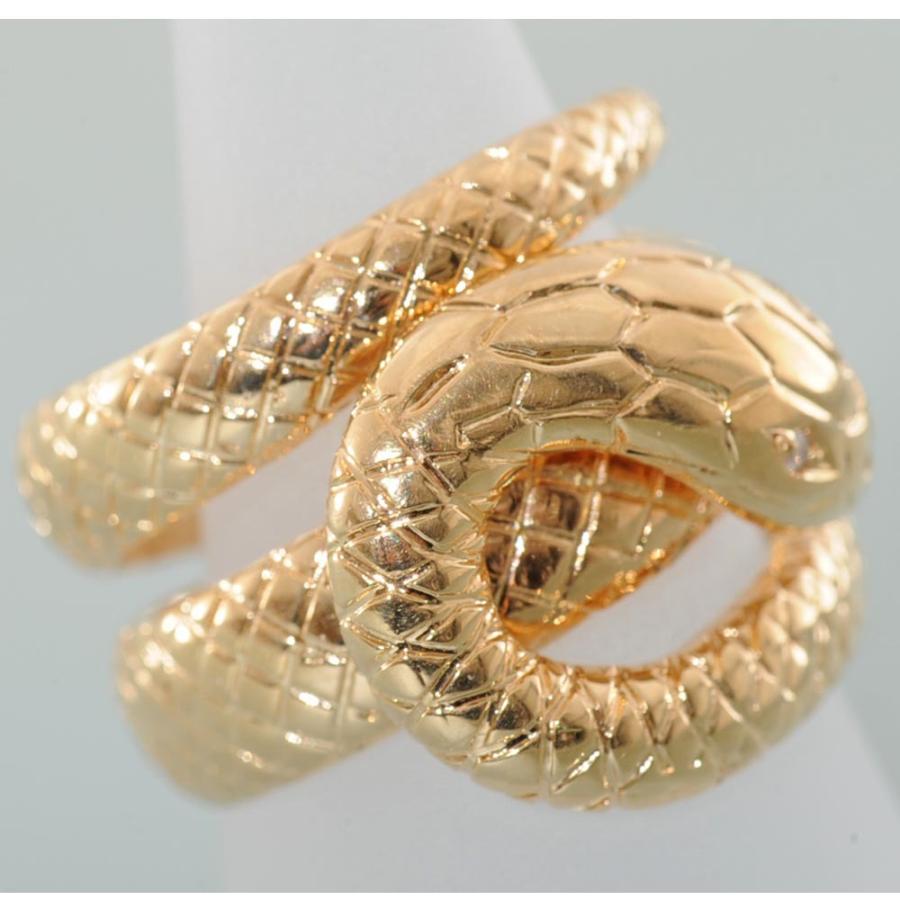 G44】 K18 イエローゴールド メレダイヤ 蛇 スネーク デザイン リング