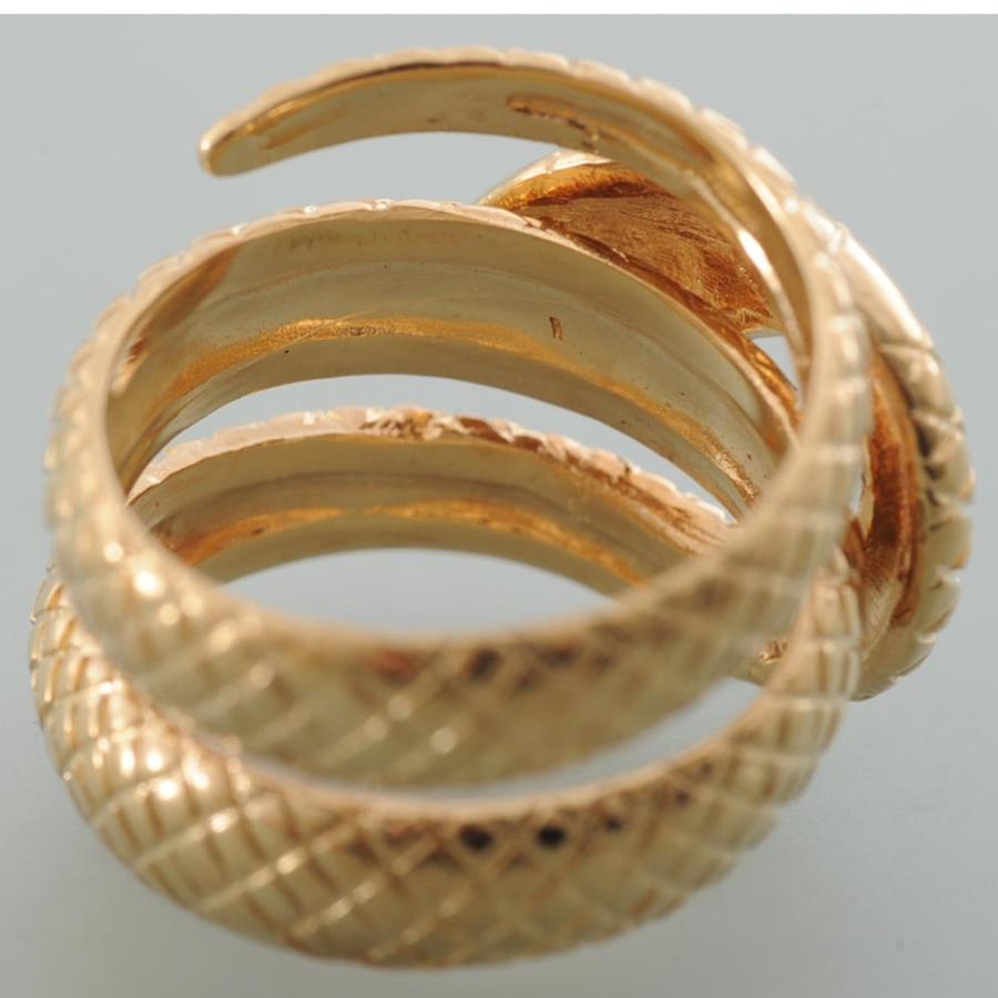 G44】 K18 イエローゴールド メレダイヤ 蛇 スネーク デザイン リング