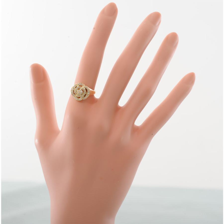 G74】 K18 イエローゴールド ダイヤモンド 0.35ct 花モチーフ デザイン