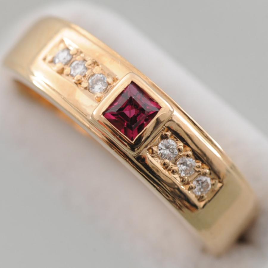 H09】 K18 イエローゴールド 天然ルビー 0.22ct ダイヤモンド 0.06ct 