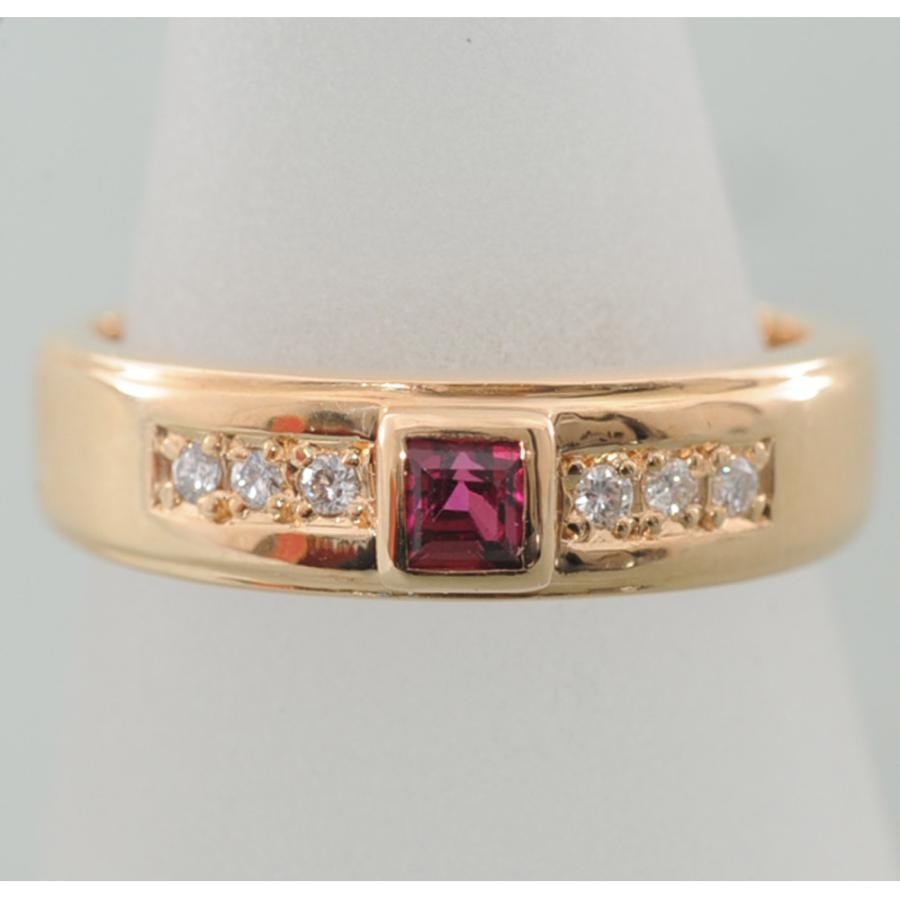H09】 K18 イエローゴールド 天然ルビー 0.22ct ダイヤモンド 0.06ct 
