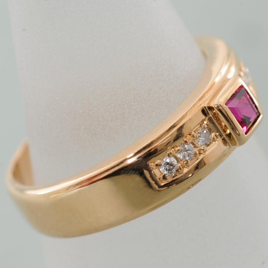 H09】 K18 イエローゴールド 天然ルビー 0.22ct ダイヤモンド 0.06ct 