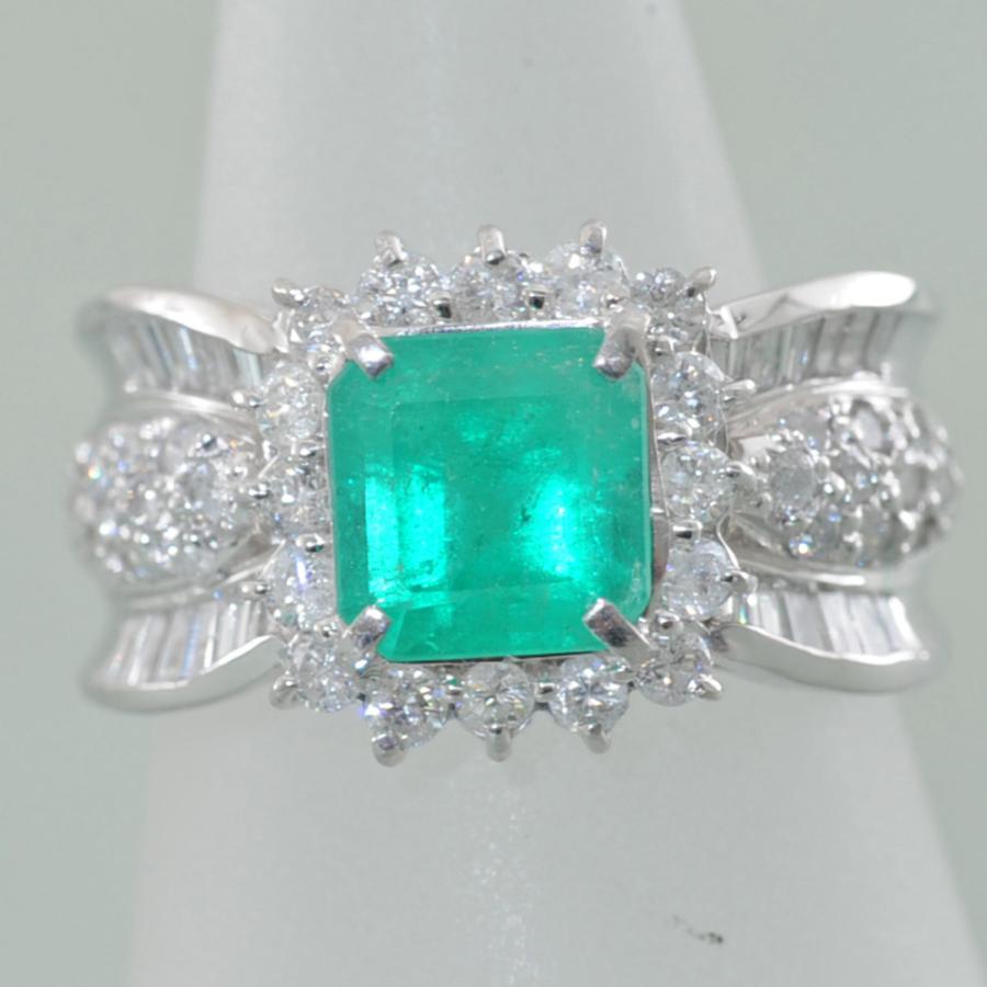 H23】 Pt900 プラチナ 天然エメラルド 2.56ct ダイヤモンド 1.58ct 