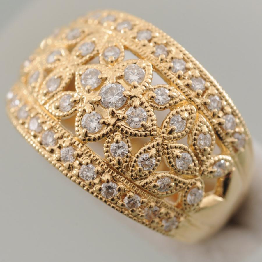 H41】 K18 イエローゴールド メレダイヤモンド 0.58ct 花 フラワー 