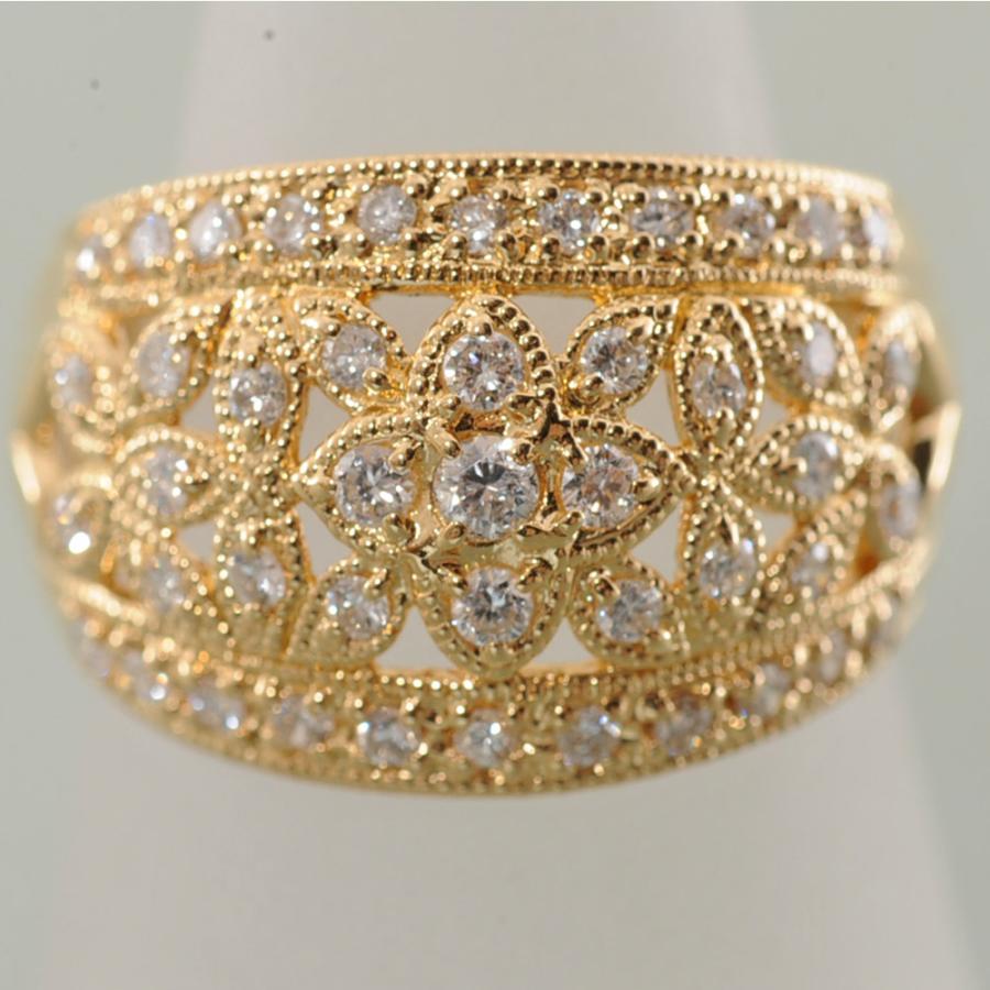 H41】 K18 イエローゴールド メレダイヤモンド 0.58ct 花 フラワー 