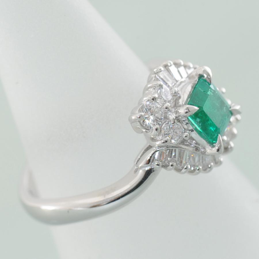 H50】 Pt900 プラチナ 天然エメラルド 0.51ct 天然ダイヤモンド 0.46ct