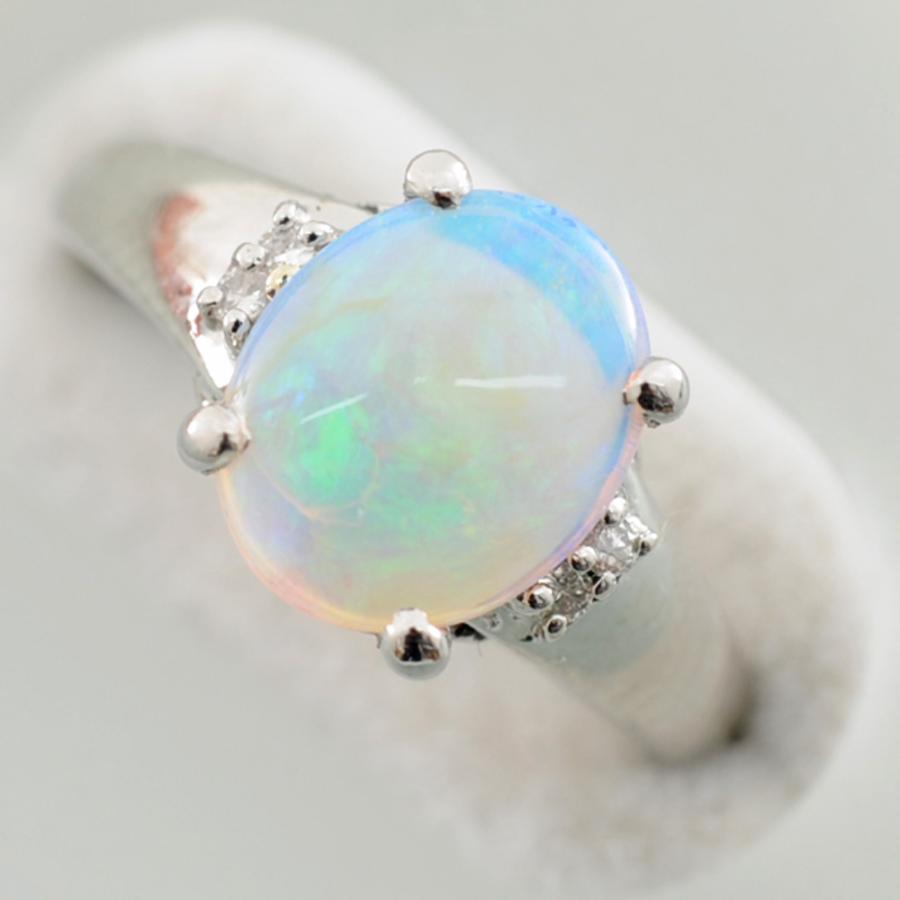 I53】 Pt900 プラチナ 天然 オパール 1.24ct メレダイヤモンド 0.03ct 