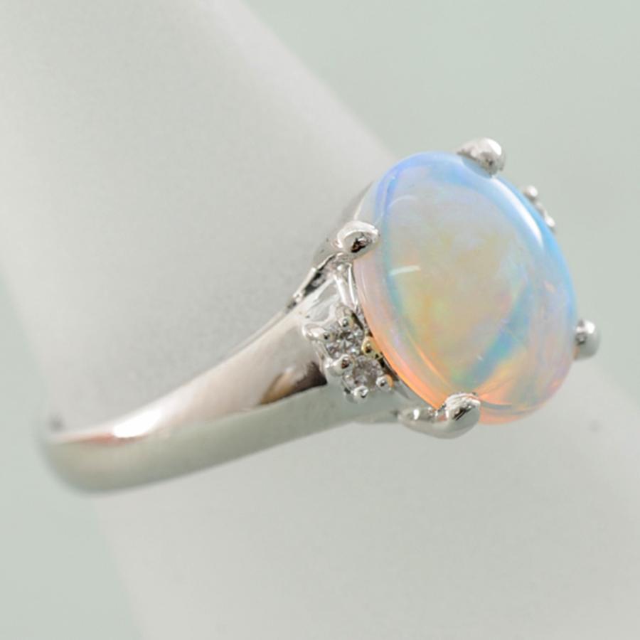 I53】 Pt900 プラチナ 天然 オパール 1.24ct メレダイヤモンド 0.03ct