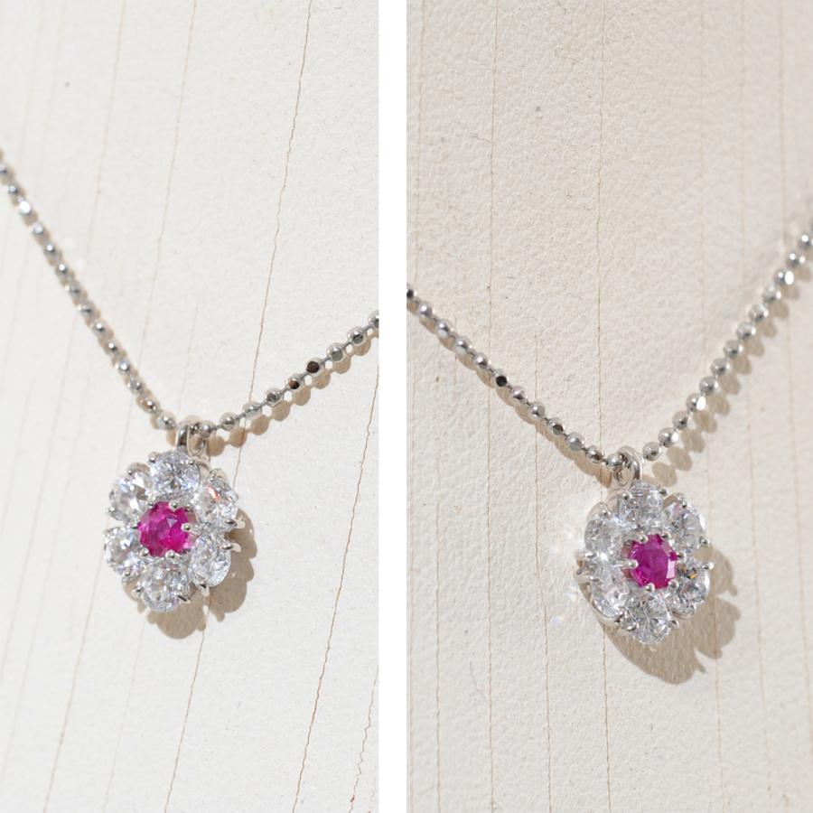 I89】 Pt850/Pt プラチナ 天然 ルビー 0.24ct ダイヤモンド 0.85ct 花 