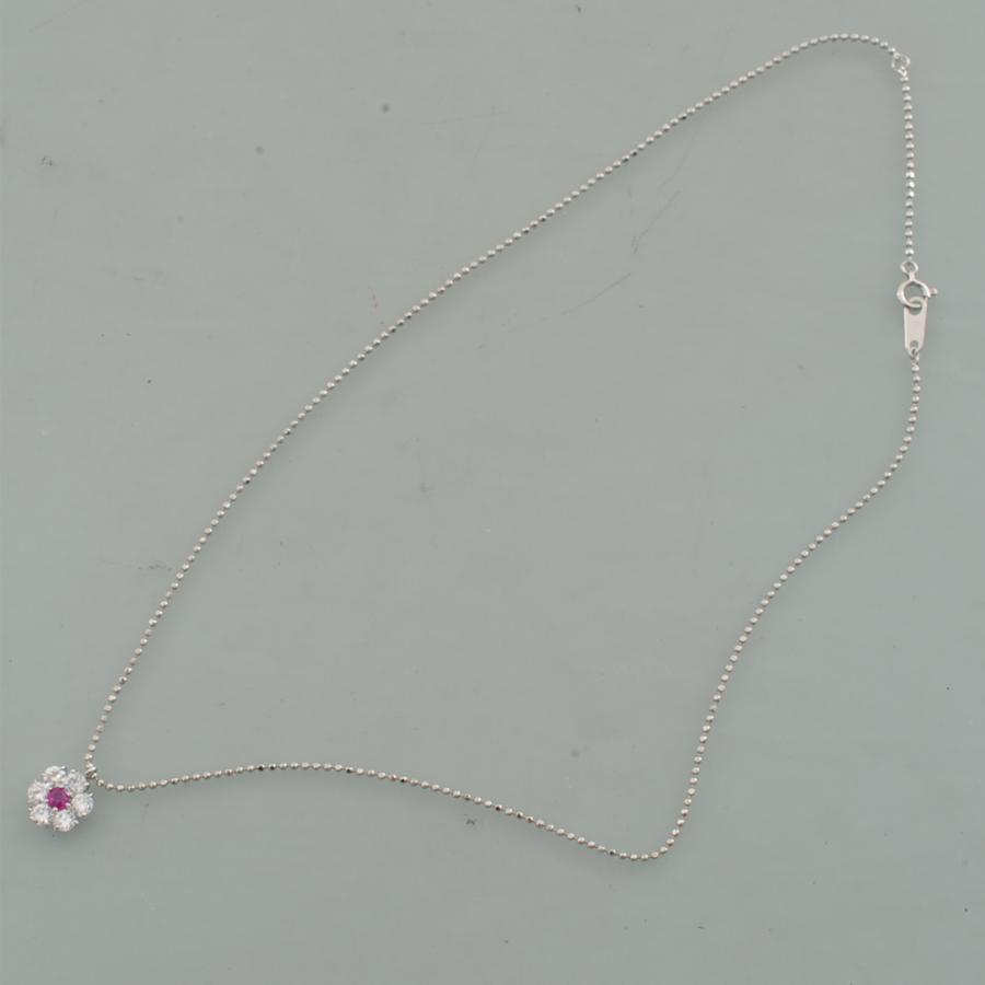 I89】 Pt850/Pt プラチナ 天然 ルビー 0.24ct ダイヤモンド 0.85ct 花 