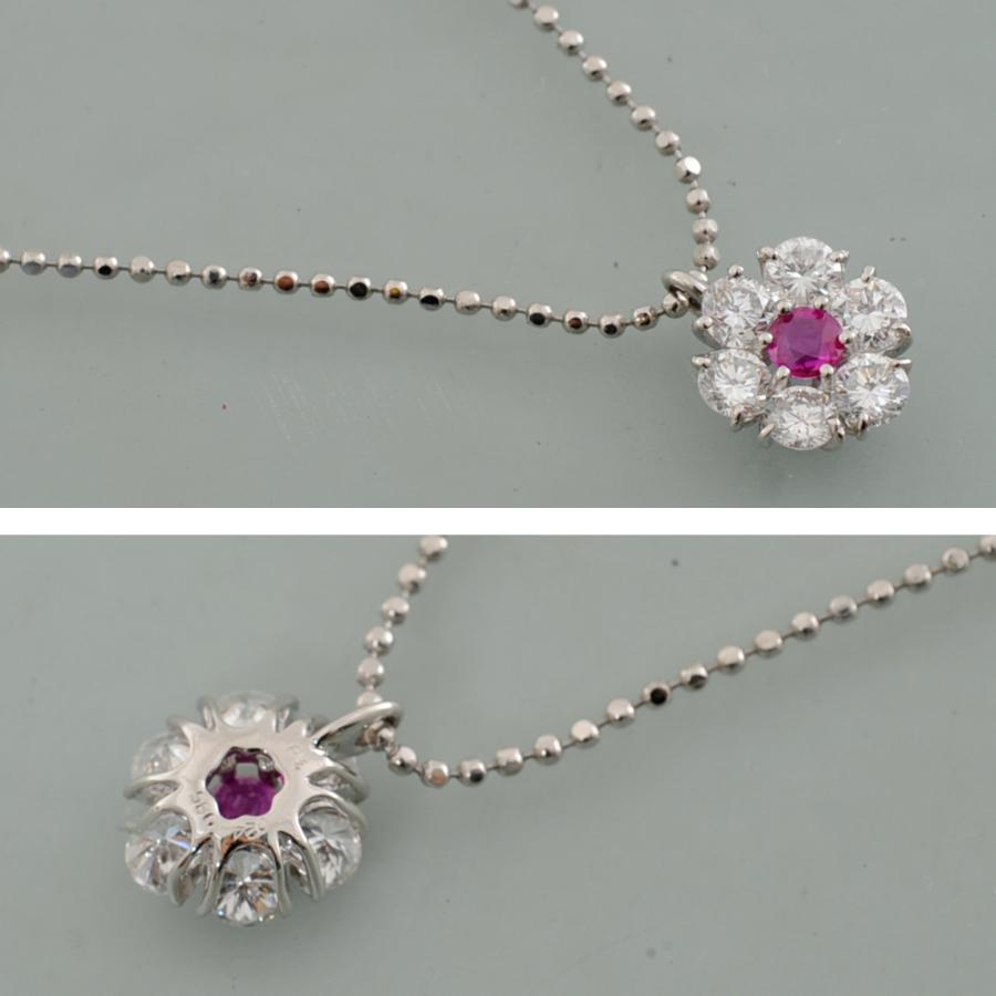 I89】 Pt850/Pt プラチナ 天然 ルビー 0.24ct ダイヤモンド 0.85ct 花