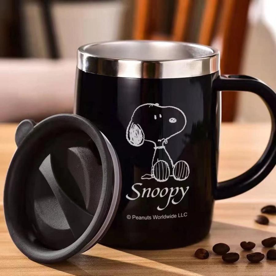 スヌーピー マグカップ 真空断熱 ステンレス 蓋付き  保温マグカップ コップ 蓋付き 軽量 再利用可能 環境に良い 使い勝 手良い 誕生日 お祝い 記念品 の商品画像