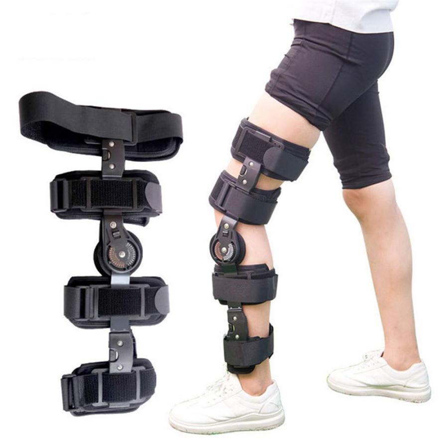 膝装具 ヒンジ 膝ブレース 、付き膝パッドブレース調整可能、膝装具 膝