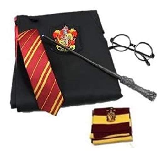 ハリーポッター コンプリートコスプレ5点セット (ローブ + ネクタイ + 魔法杖 + マフラー + メガネ) キッズコスチューム 男の子 140cm-150cm の商品画像