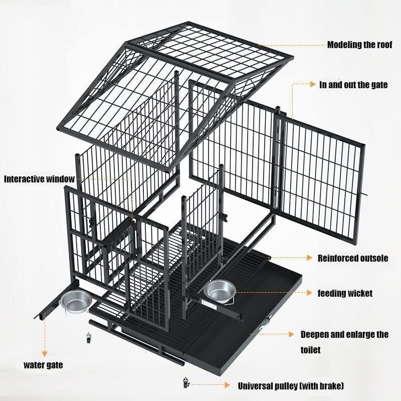 犬サークル ペットケージ 鉄製の犬用ケージ、頑丈なロック付きの脱出防止犬小屋、両開きドア、取り外し可能なトレイ室内犬小屋 ，金属製の犬用ケージクレート｜takaneko68｜03