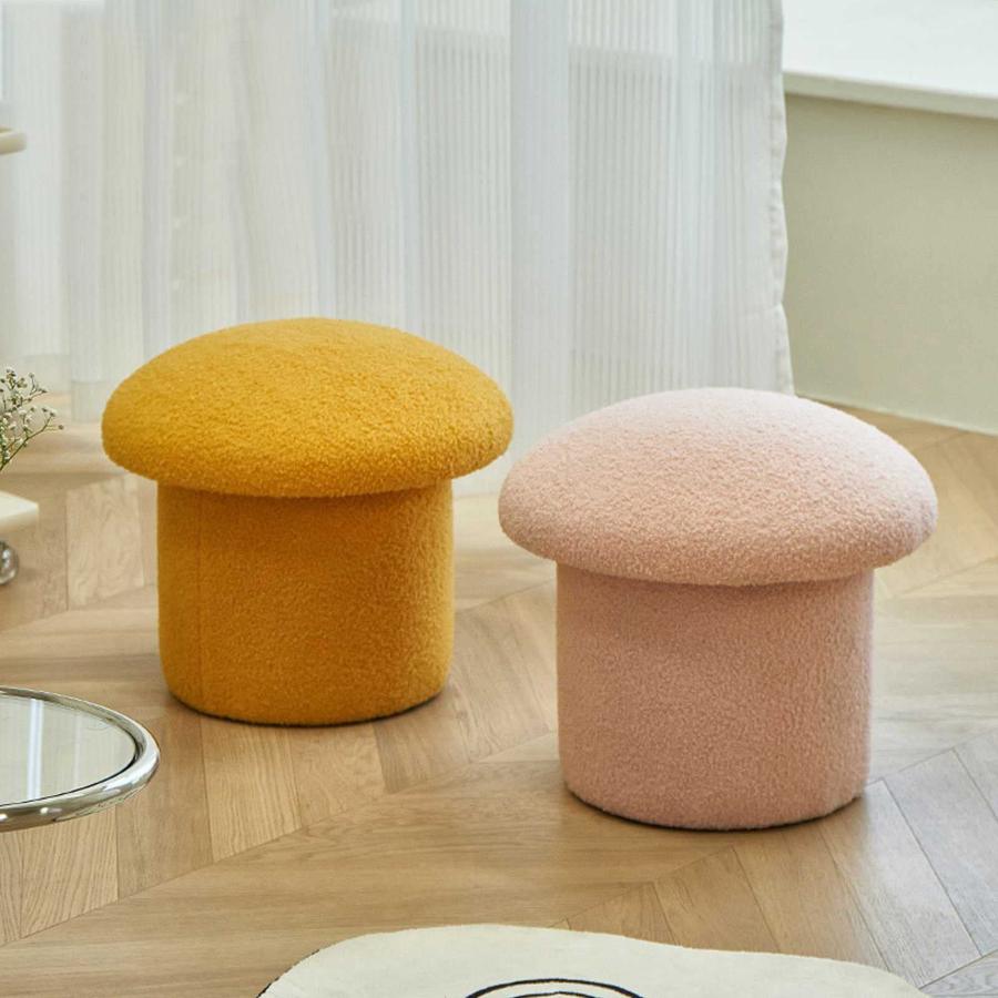 キノコ型 オットマン 足置き台 無垢材 柔らかい スツール
