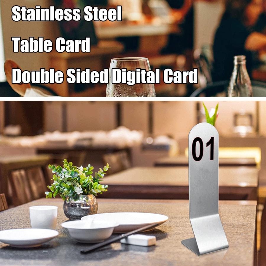 ステンレス テーブルナンバー テーブル番号、両面 ナンバーサイン、レストラン用の積み重ね可能なテーブル番号カード、数字 1~25/50/100、座席札 サインプレート｜takaneko68｜05