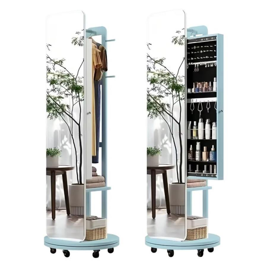 ミラー付き　ハンガーラック　姿見　ラック　スタンドミラー 全身鏡 姿見 スタンドミラー ハンガーラック収納付き コンパクト