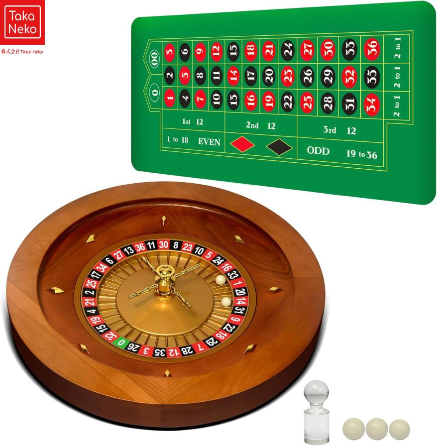 デラックスルーレットホイールセット - カジノ木製ルーレットゲーム