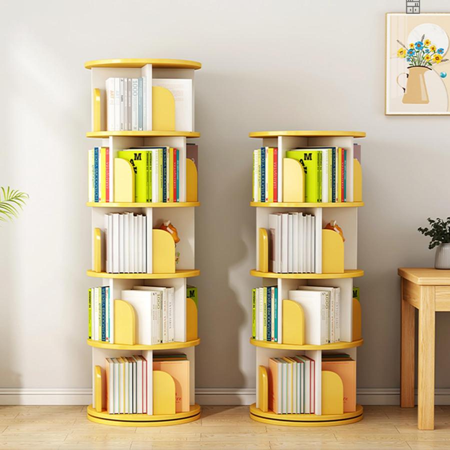 本棚 回転式本棚 4/5段 絵本棚 漫画 小さい本棚 回転ラック
