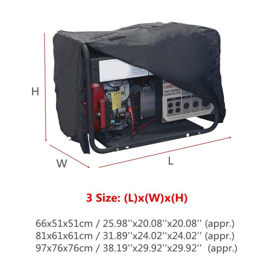 オックスフォード布 発電機収納カバー 発電機ボディカバー 保護カバー 軽量 防水 紫外線 防風 耐雨 防塵 屋外発電機カバー (ブラック)｜takaneko68｜03