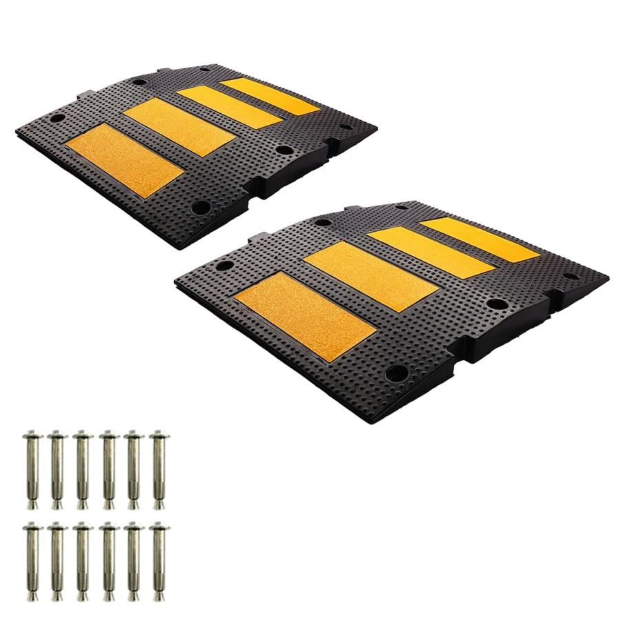 スピードハンプ 2個 ゴム製スピードバンプ ポータブルゴム製道路バンプ 目を引く色 砂利道、アスファルト道、コンクリート道に適しています スピードハンプ 2個 ゴム製スピードバンプ ポータブルゴム製道路バンプ