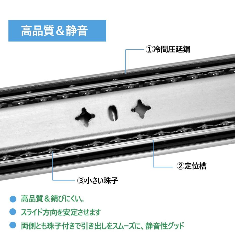 重量用スライドレール ロック付き スライドレール 20寸 引き出し500mm