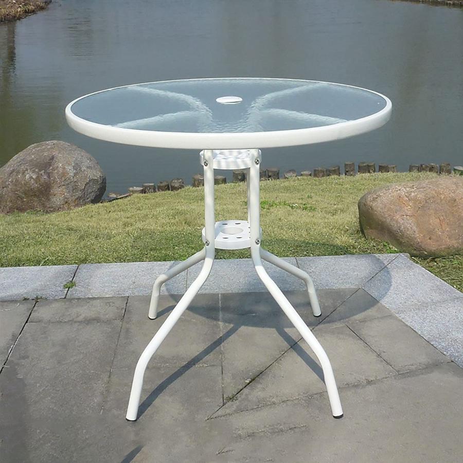 ガーデン テーブル ラウンド ダイニングテーブル パラソルホール付き