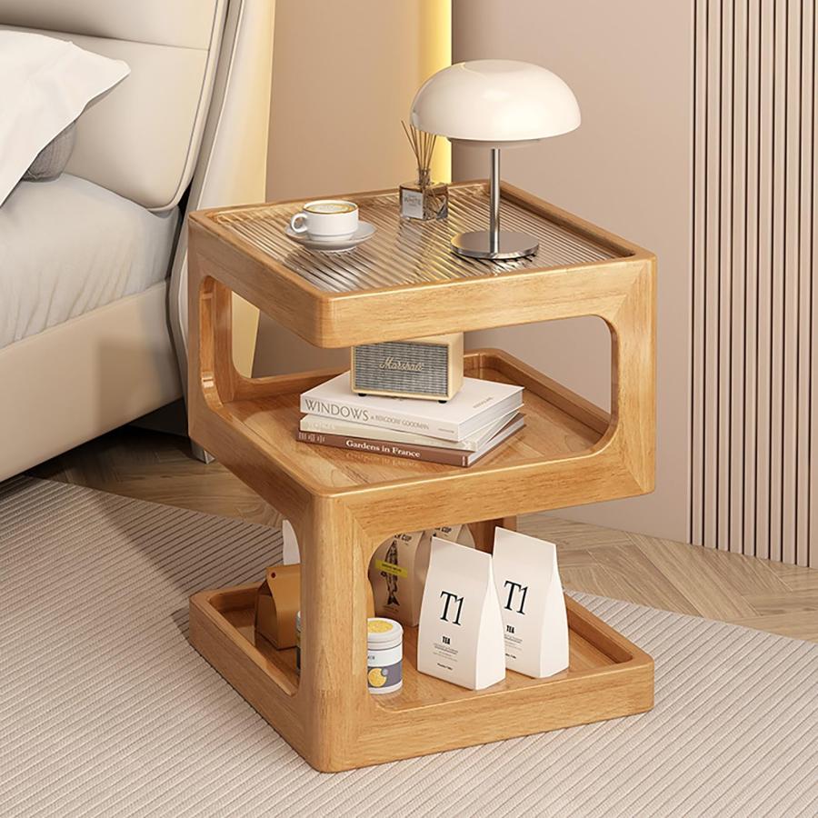 サイドテーブル おしゃれ S字ラック 木製 オープンラック エンド