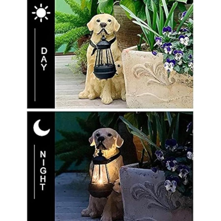 ソーラーライト付きゴールデンレトリバー屋外像、ホームガーデン