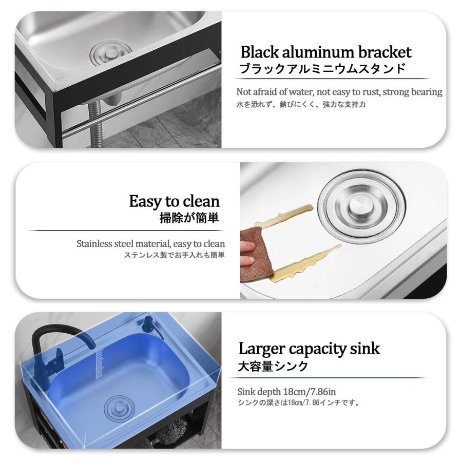 キッチン用流し台 ステンレス流し台 手洗い器 壁掛け 排水セット キッチン用流し台 ステンレス流し台 手洗い器 壁掛け 排水セット