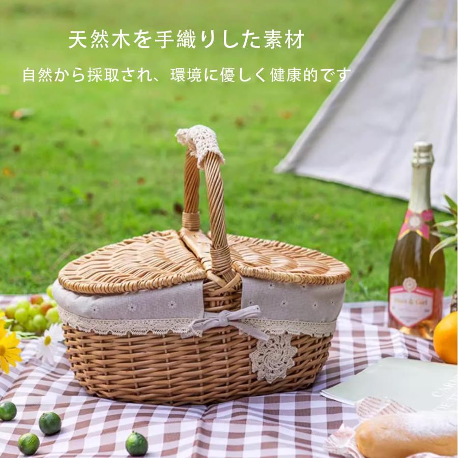 ピクニックバスケット 蓋付き 籐かご ハンドル付き 編み物 かご ピクニックバスケット 蓋付き 籐かご ハンドル付き 編み物 かご