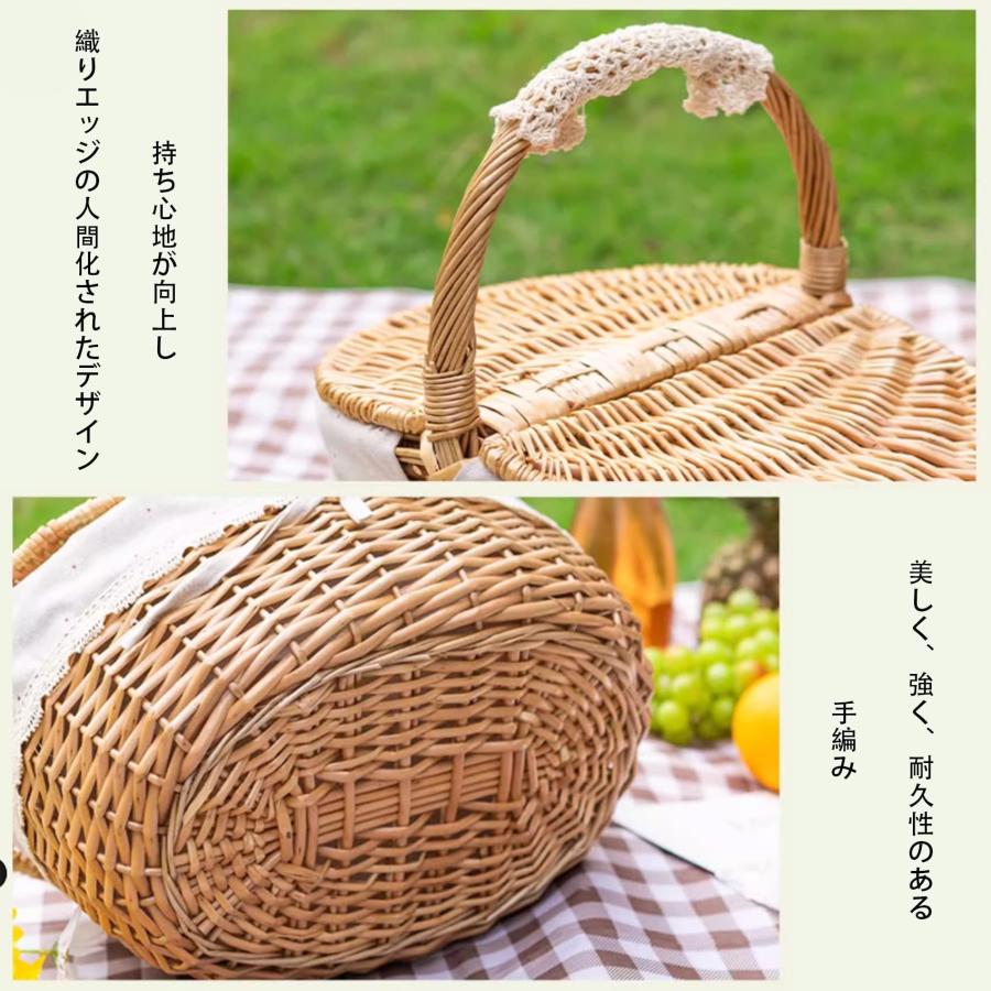 ピクニックバスケット 蓋付き 籐かご ハンドル付き 編み物 かご ピクニックバスケット 蓋付き 籐かご ハンドル付き 編み物 かご