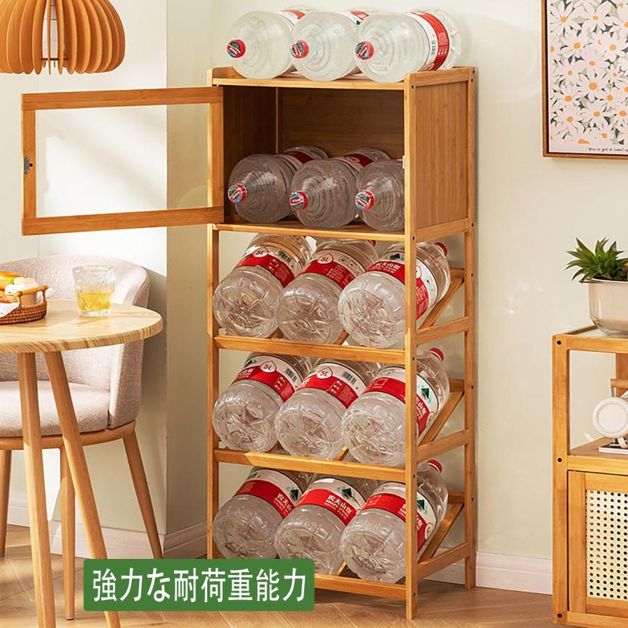 竹製酒 棚 収納コンパートメント付き お酒 棚 ボトルラック