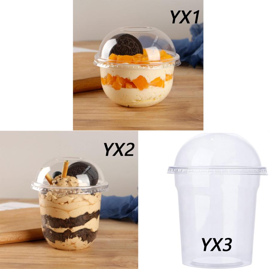 デザートカップ、ドーム蓋付き50/100パックプラスチックカップ、蓋付き 