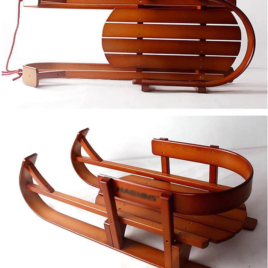 木製の子供用そり、背もたれ付き、木製のそり、ドローコード付き、ブナ