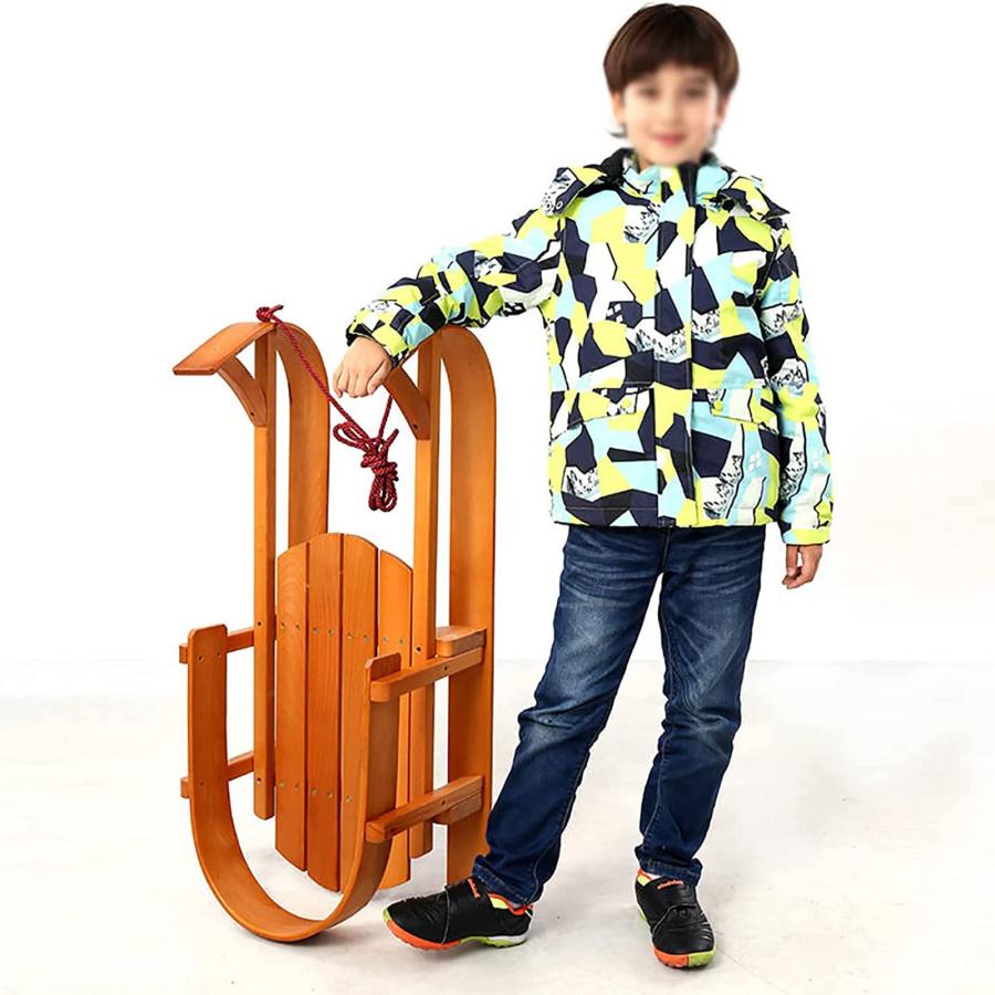 木製の子供用そり、背もたれ付き、木製のそり、ドローコード付き、ブナ