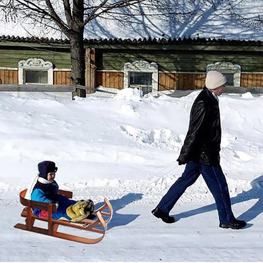 木製の子供用そり、背もたれ付き、木製のそり、ドローコード付き、S＆L ブナのそりスケートボード、冬の屋外スキースポーツのおもちゃ、無垢材のスキーラック 木製の子供用そり、背もたれ付き、木製のそり、ドローコード付き、ブナ