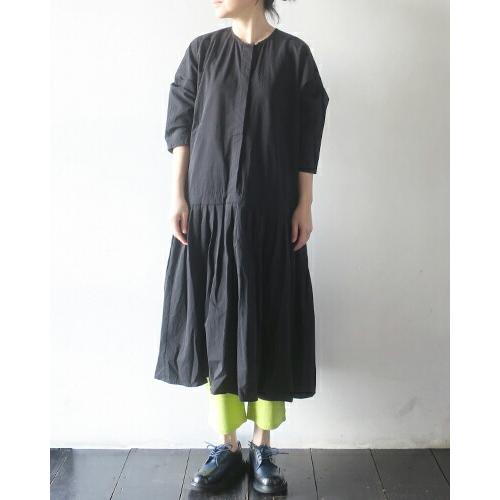 限定価格セール ホームスパン ワンピース Homspun レディース コットンラチネ八分袖タックワンピース 1614 送料無料 高知インター店 Travel4lyf Com