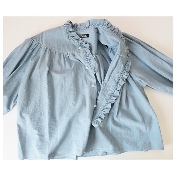 HAVERSACK ハバーサック ブラウス シャンブレーフリルブラウス HAVERSACK 5OZシャンブレーフリルブラウス 5oz Chambray Frills