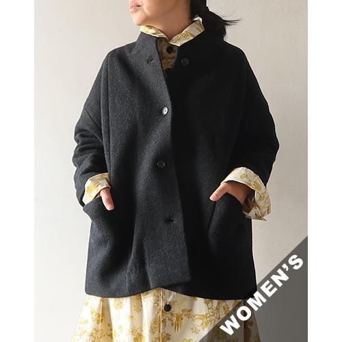 2023AW✨evam eva ウールツイード ショート コート　チャコール evam eva（エヴァムエヴァ） アウター レディース press wool short